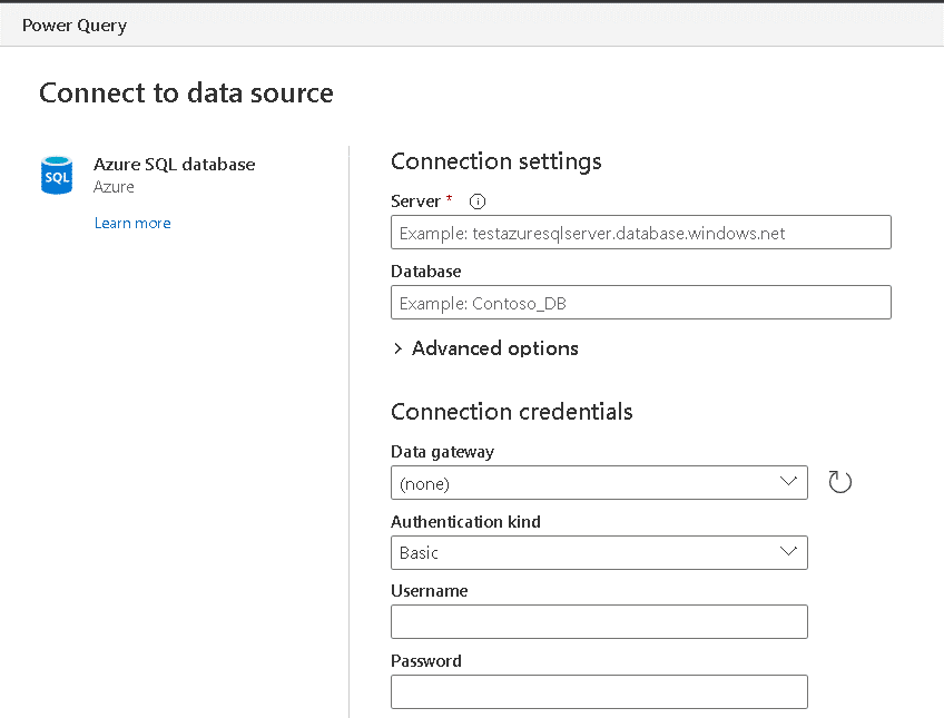 A dialog showing the connection properties to the database