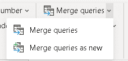 An image showing the choices Merge queries and Merge queries as new