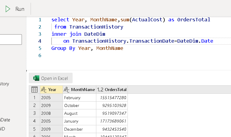 An image showing that it's possible to see then query when expanding the top