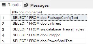 5 generated SQL Statements in the results window