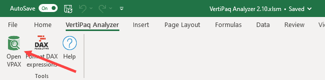 open vpax file in Vertipaq Analyzer