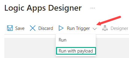 run a logic app with payload
