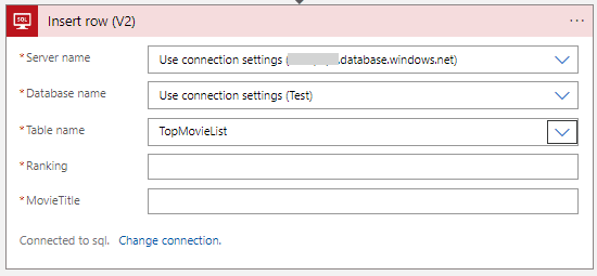 table name can be selected from a dropdown. this will add new fields, one for each column of the table