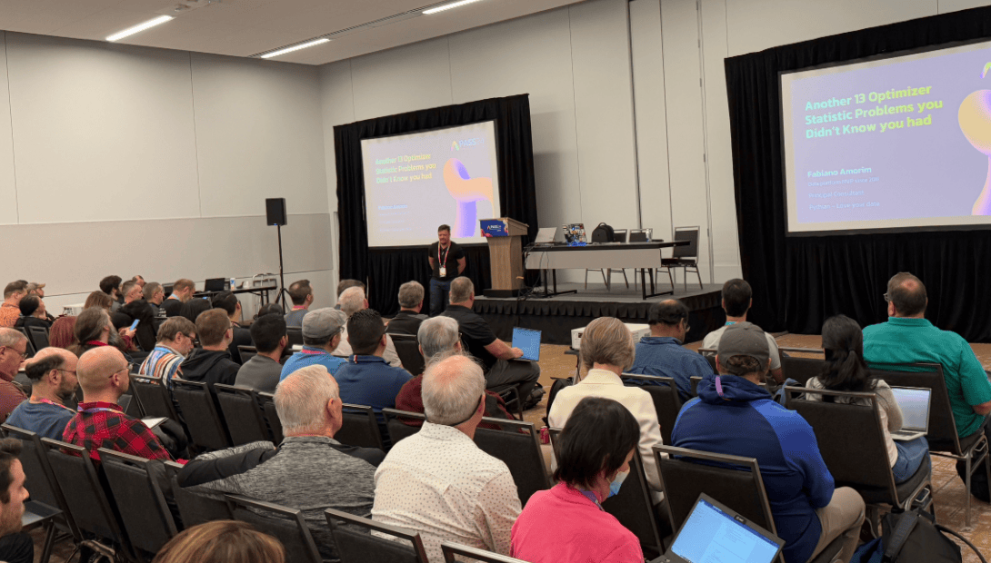 A person giving a presentation to a group of people Description automatically generated