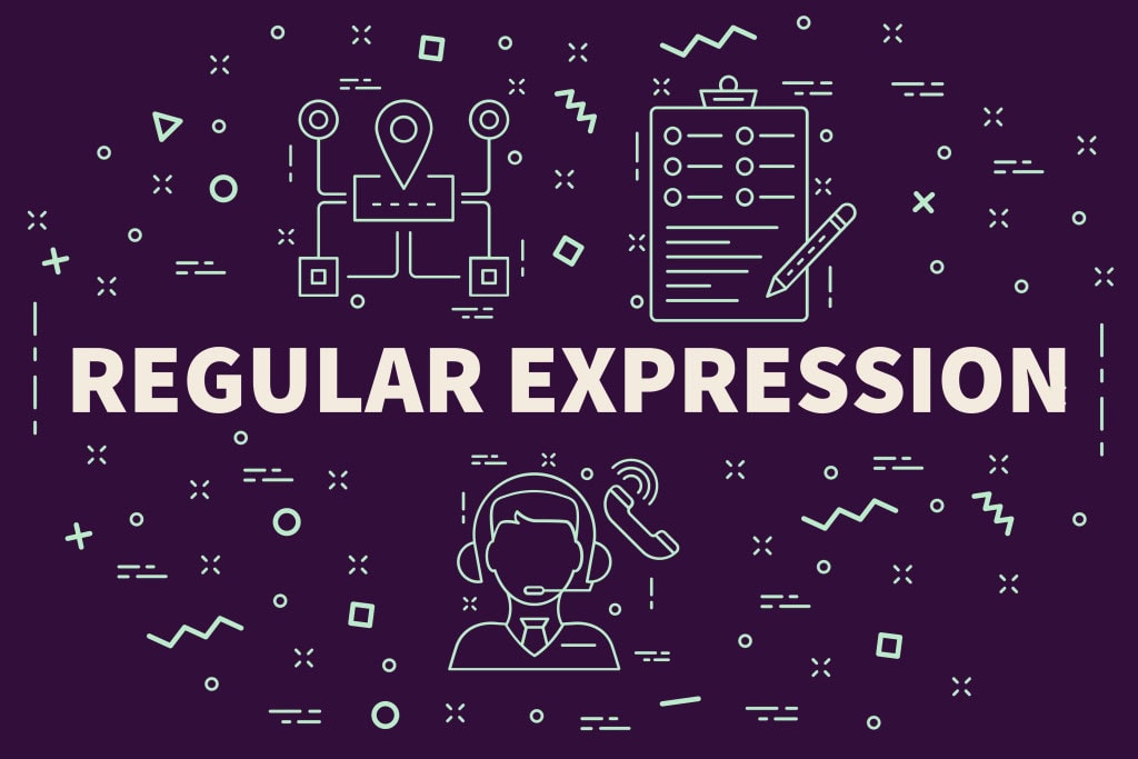 An image showing the words 'regular expression' against a pictorial background.