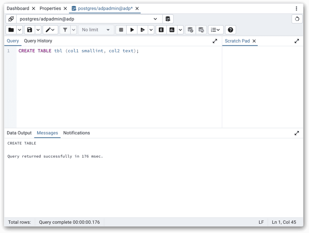 Comparing different databases in pgAdmin.