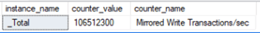 An image showing what the statement returns - a table including instance_name, counter_value, and counter_name.