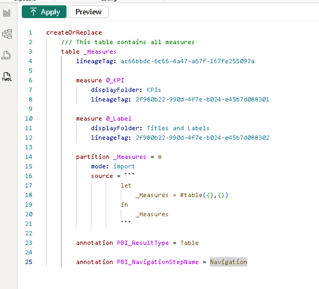 Updating your model in TDLM view with just the click of the 'Apply' button
