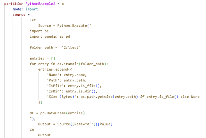 Example of Python code in Power Query