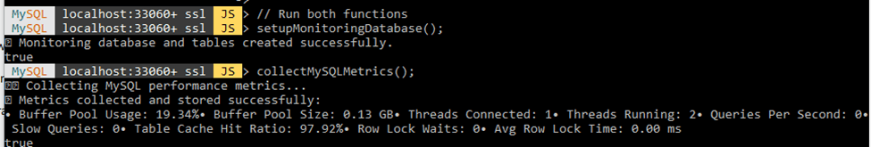 The function prints a readable summary of the metrics and returns them as a structured object, as shown in this image.