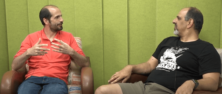 Steve Jones interviewing Tom Hodgson.