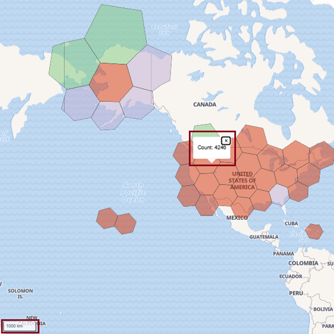 1000km resolution map of the United States and surrounding countries.