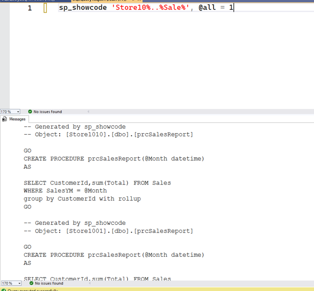 An image showing using @all = 1 to display the text for all.