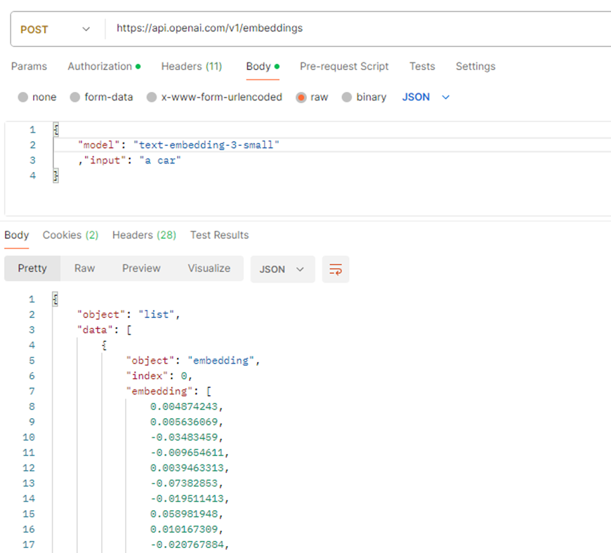 An image showing a use case of OpenAI embedding 'text-embedding-3-small'.