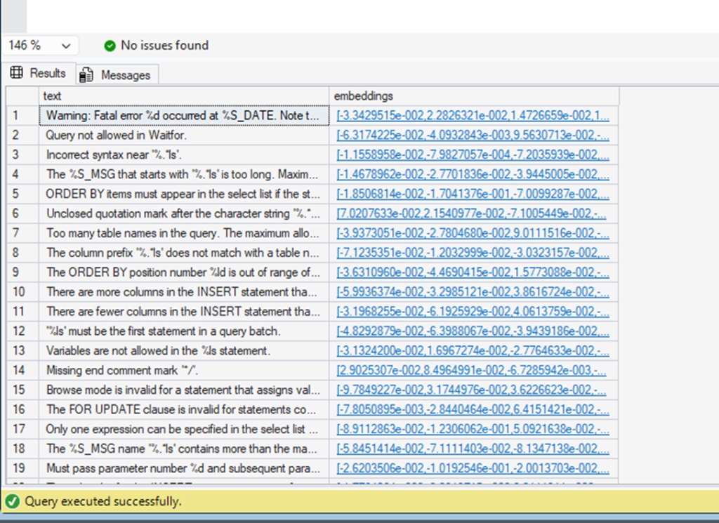 An image showing successful execution of the query.