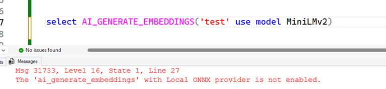 SQL Server 2025 CREATE EXTERNAL MODEL and AI_GENERATE_EMBEDDINGS