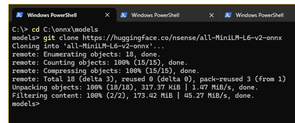 An image showing the commands being run.