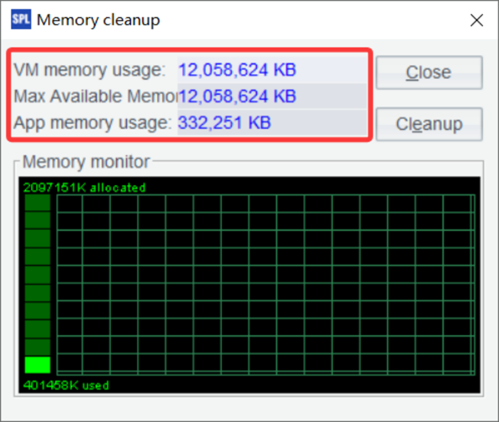 An image showing memory cleanup in esProc SPL.