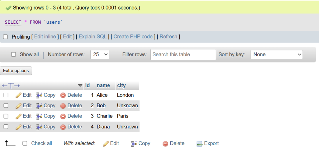 an image showing the updated Users table