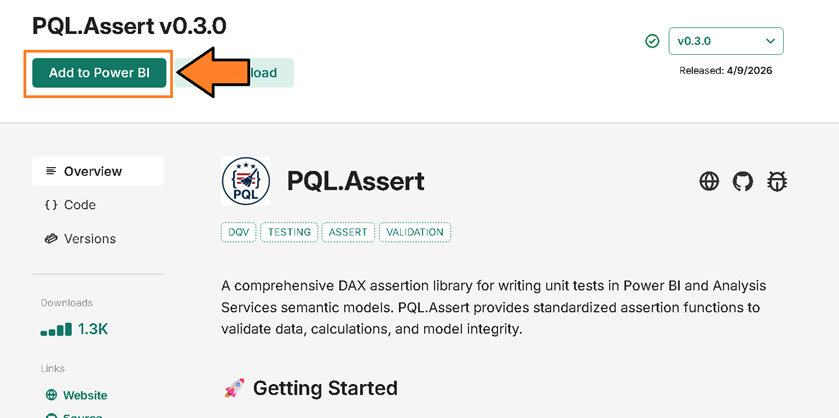 An image showing clicking the 'Add to Power BI' button