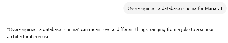 An image showing what happens when you ask ChatGPT to over-engineer a database schema