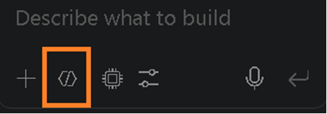 Selecting Agent mode in the Copilot chat panel.