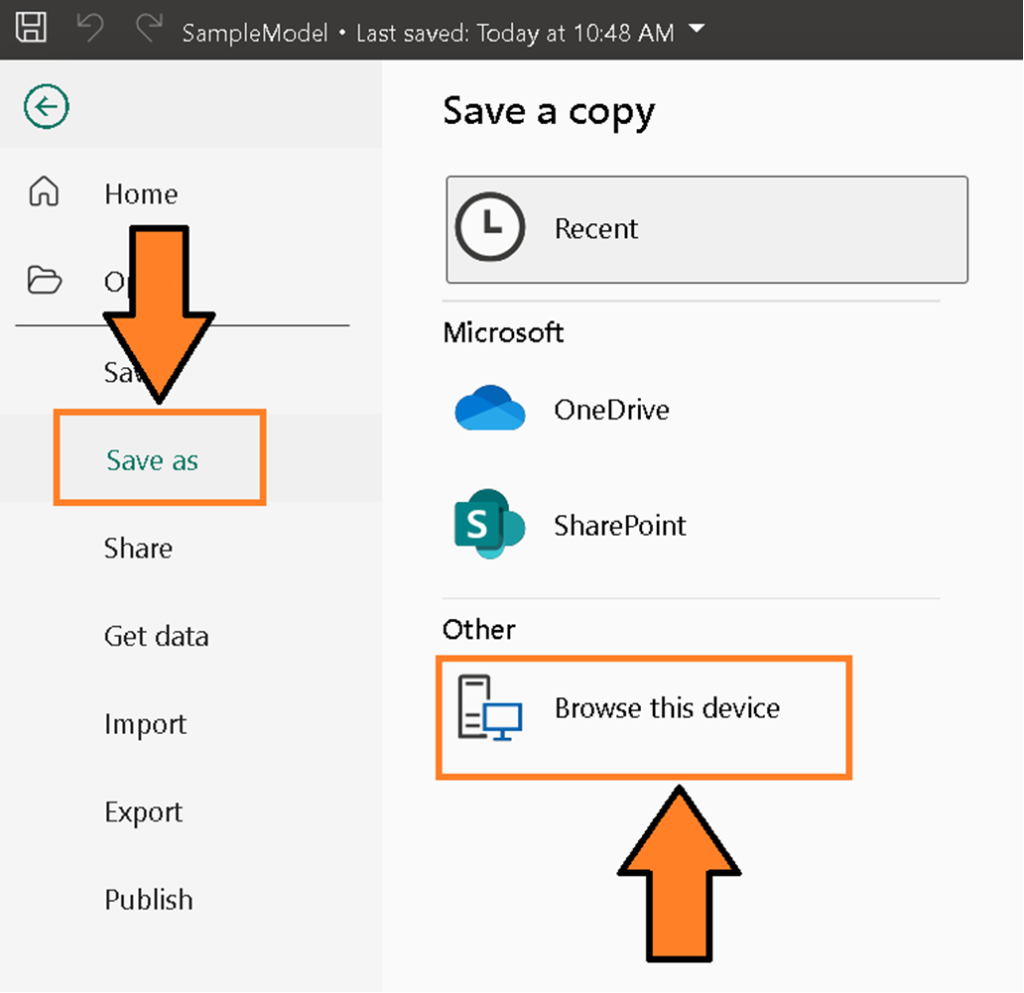Choosing Save As to save the report to the local machine.