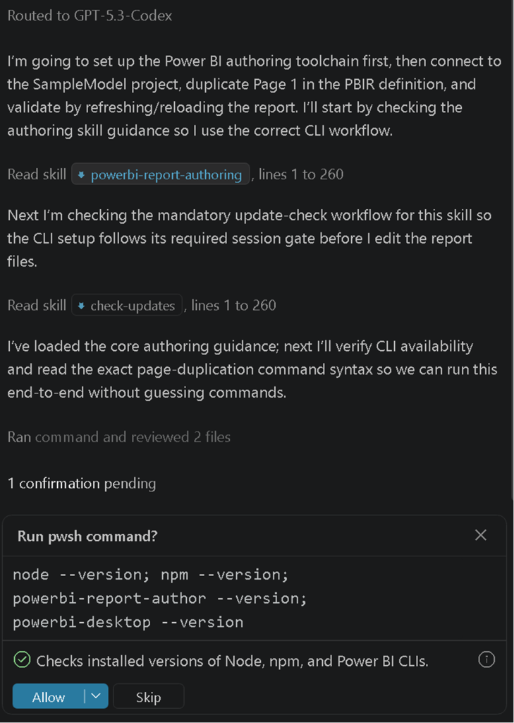 npm package checks and subsequent installation by the agent.
