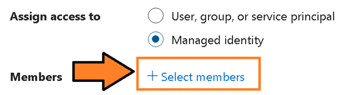 image showing Select members button on the Add role assignment screen