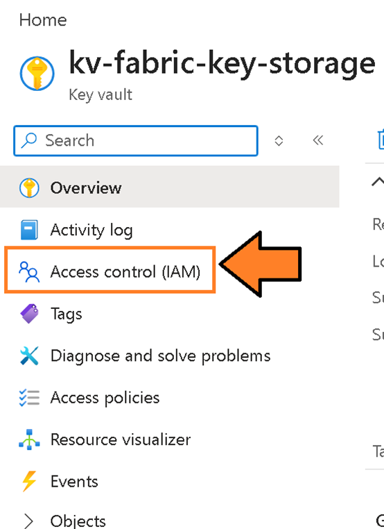 An image showing the Access control (IAM) page for the Key Vault