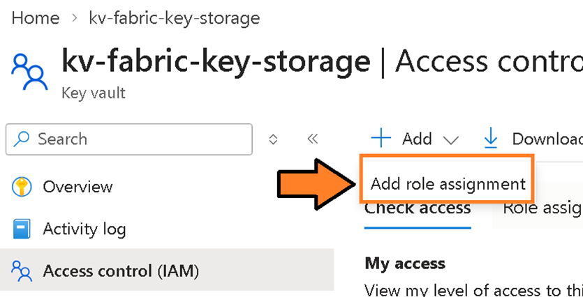 image showing Add Role Assignment option under Access control (IAM)