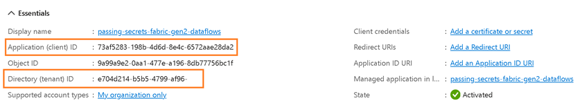 an image showing the newly-generated client secret value, visible only on this page