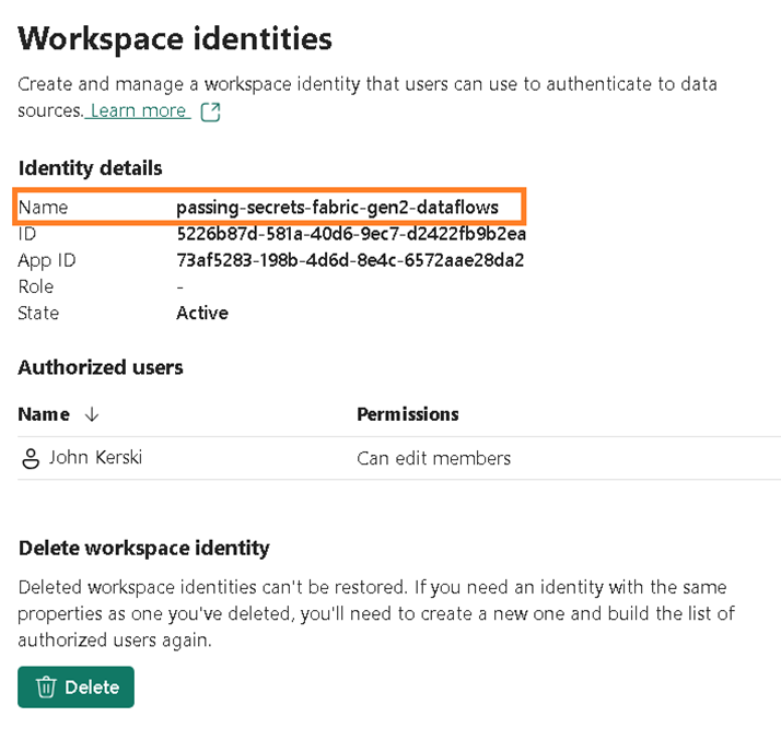 An image showing Workspace identity showing its name after refreshing the browser.