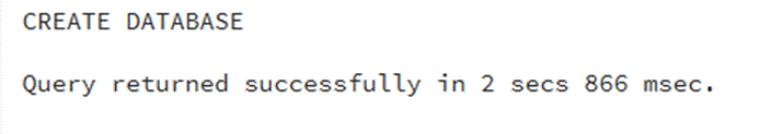 the output you'll receive when you create the database.