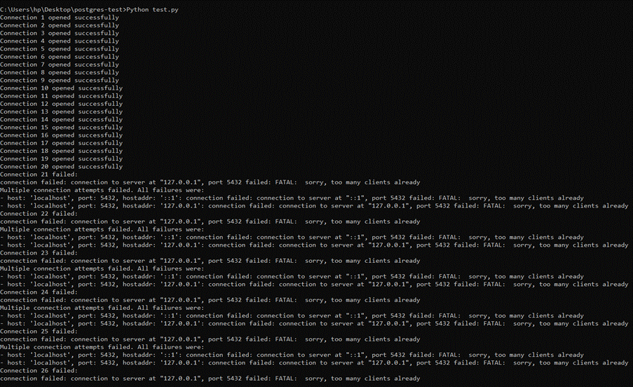 an image showing the results of running the Python test.py program.
