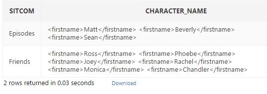 XML query results