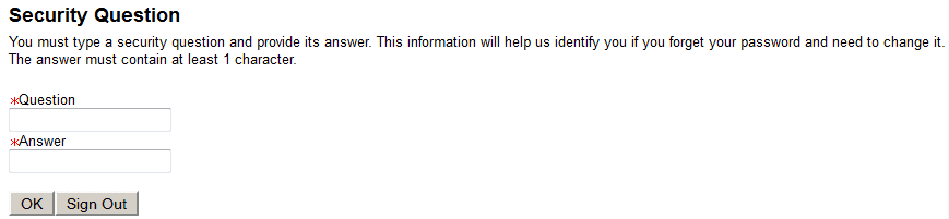 Select a Security Question (well, create your own)