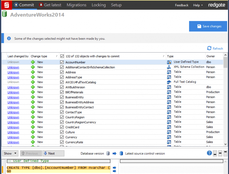 Versioning an existing database using SQL Source Control
