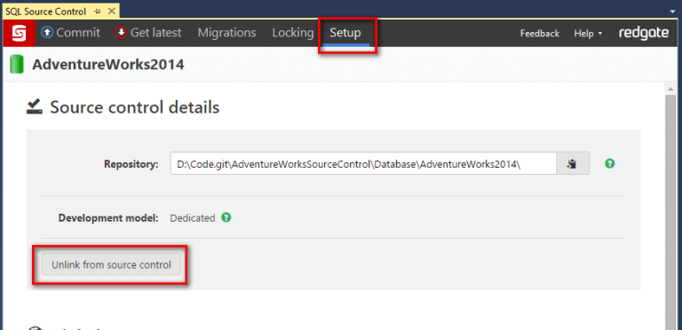Versioning an existing database using SQL Source Control