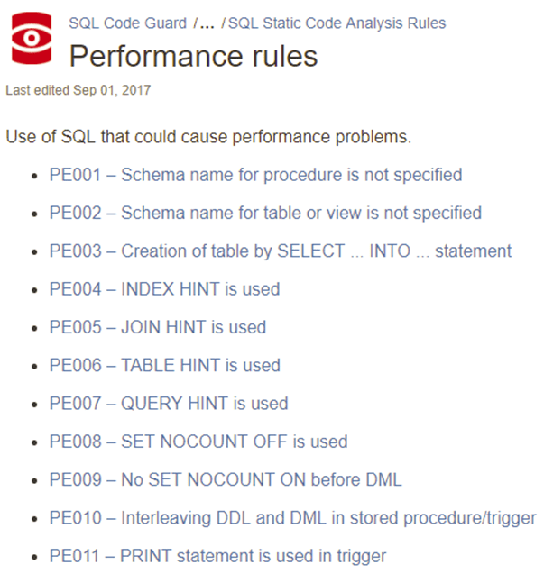 sql monitor using sql static code analysis performance rules sql rules