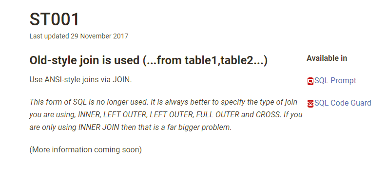 SQL Prompt教程：使用SQL提示代码分析避免T-SQL技术债务
