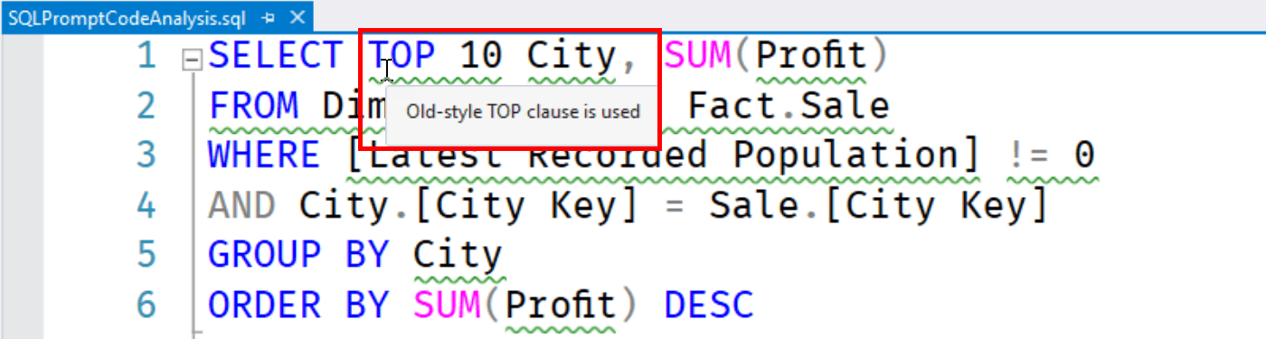 SQL Prompt教程：使用SQL提示代码分析避免T-SQL技术债务