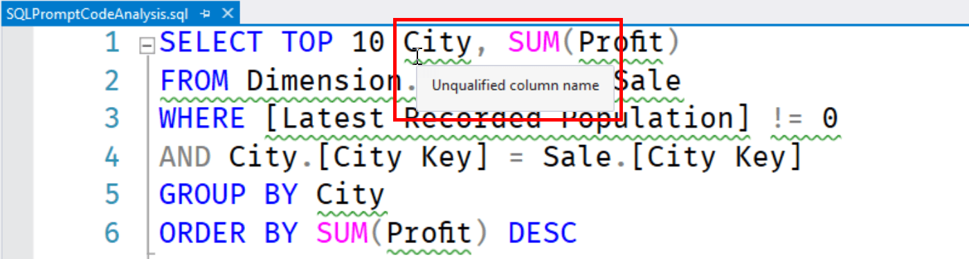 SQL Prompt教程：使用SQL提示代码分析避免T-SQL技术债务