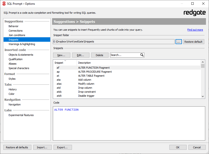 SQL语法提示工具SQL Prompt使用教程：使用SQL Prompt代码段执行重复任务（上）