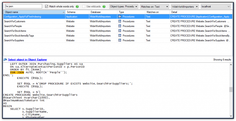 Searching for Objects in SQL Server Databases | Redgate