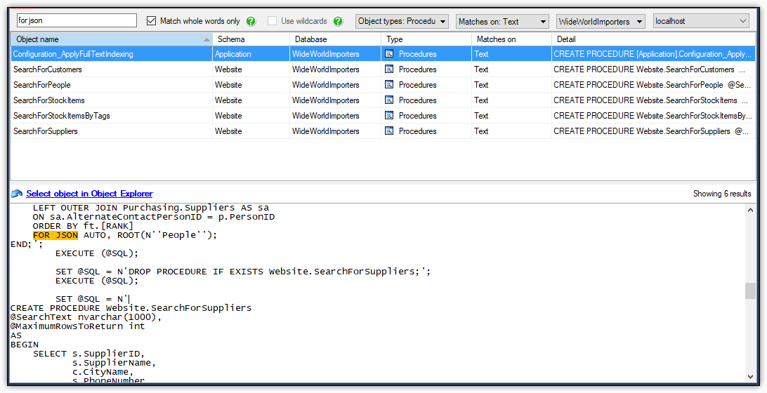 Searching for Objects in SQL Server Databases | Redgate
