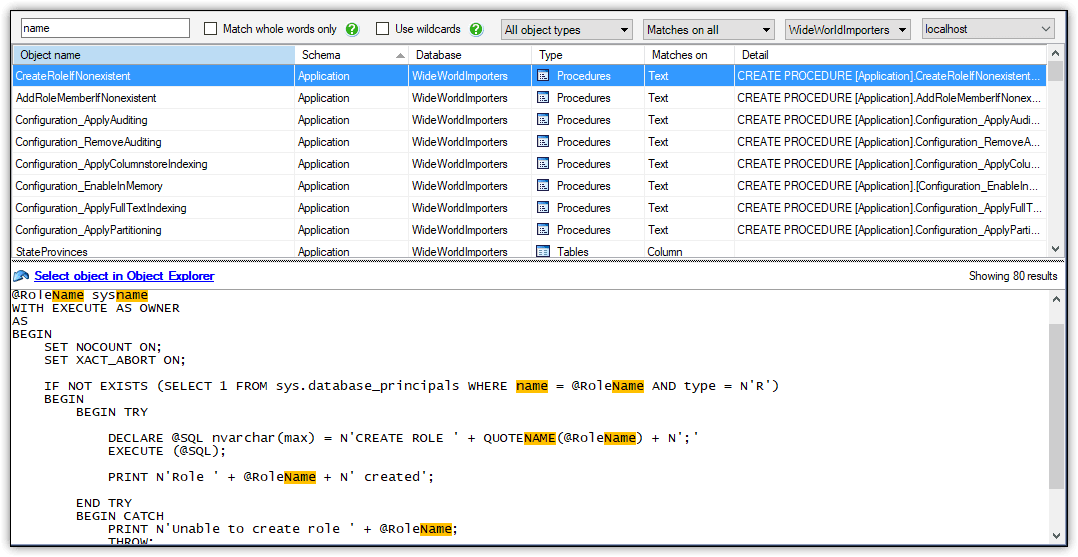 Searching for Objects in SQL Server Databases | Redgate