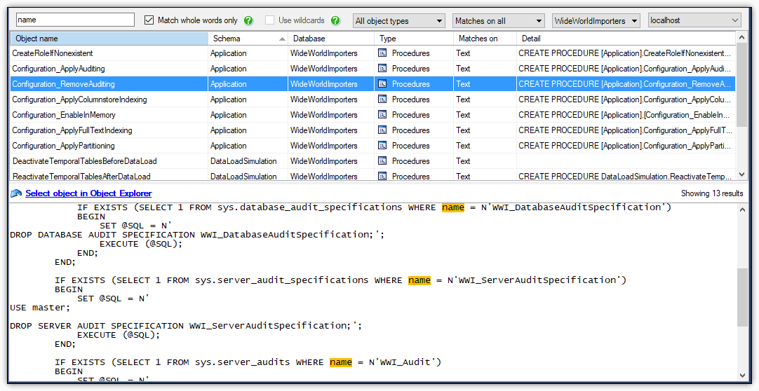 Searching for Objects in SQL Server Databases | Redgate