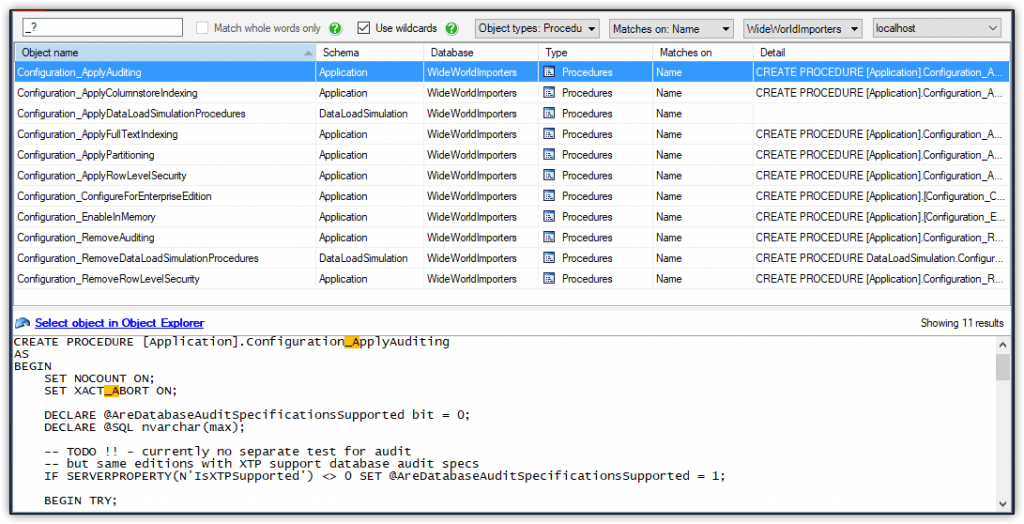 Searching for Objects in SQL Server Databases | Redgate