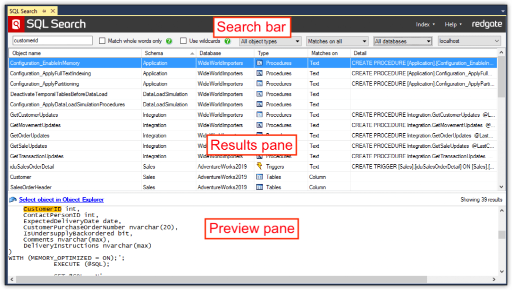 Searching for Objects in SQL Server Databases | Redgate